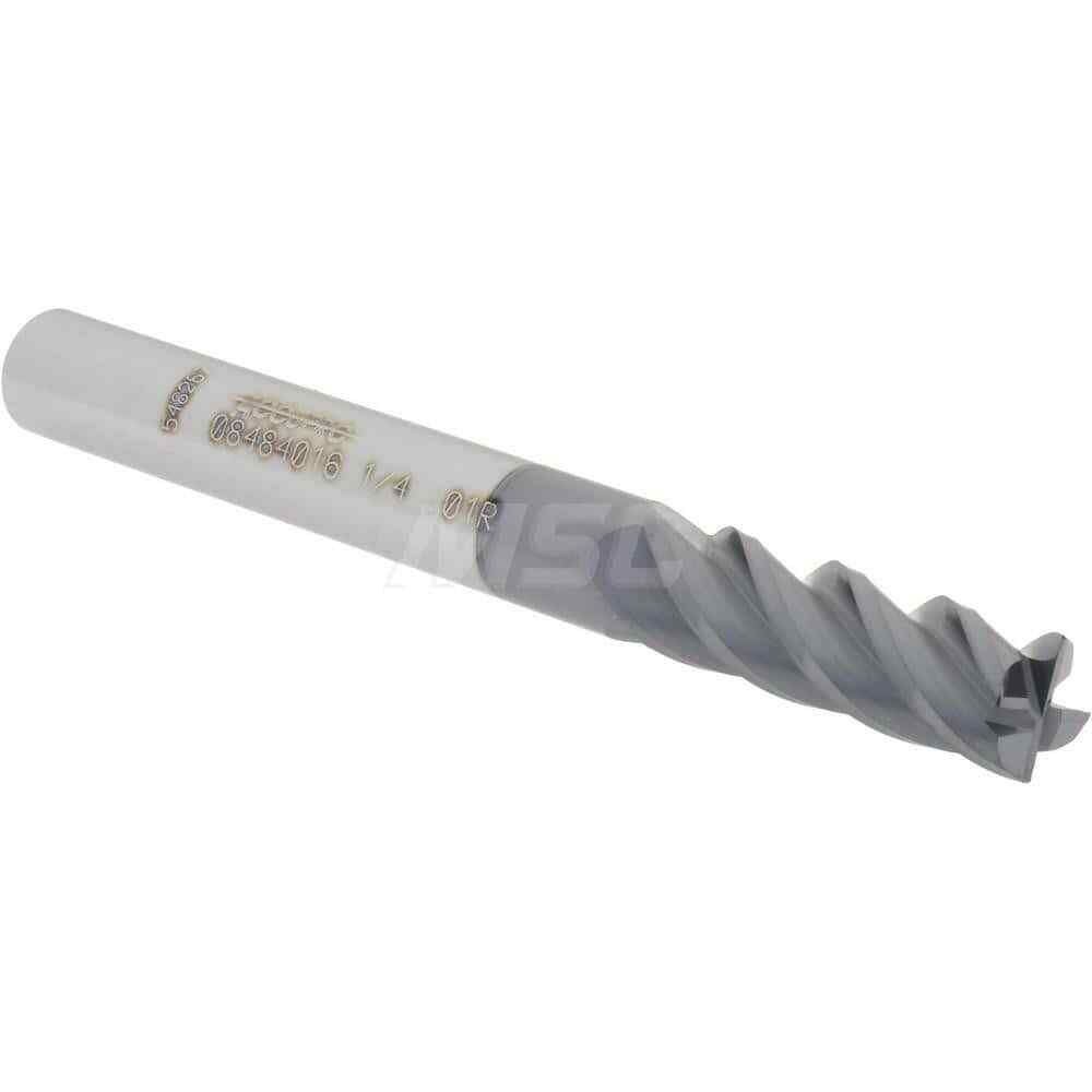 Accupro 1/4" Diam 4 Flute Single End Solid Carbide 0.01" Corner Radius End Mi...