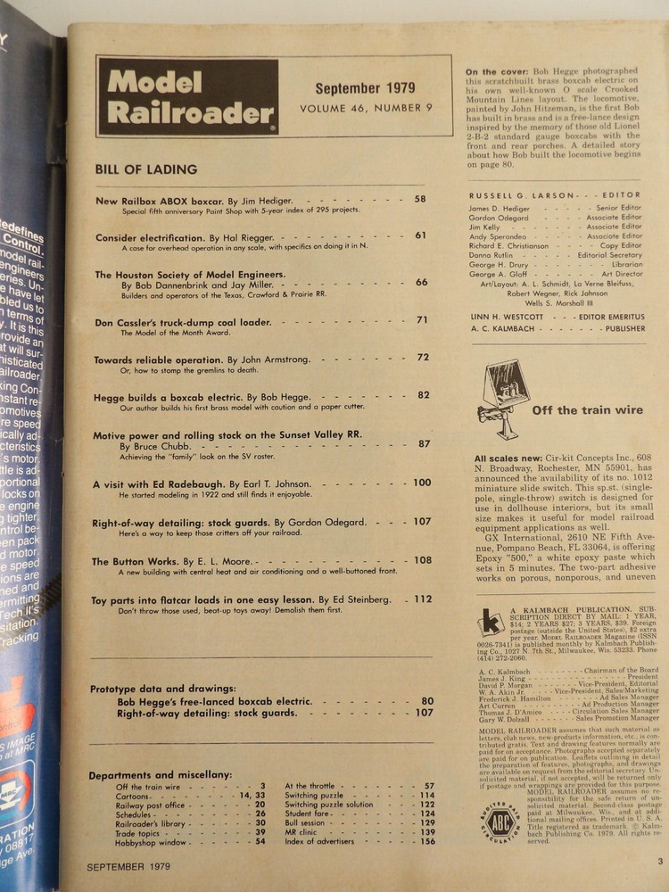 Model Railroader Magazine September 1979