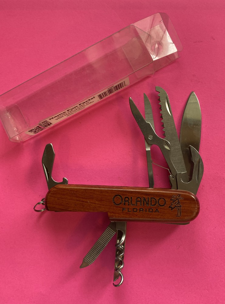 *NOS* 9 FUNCTION ENGRVAED (EDWARD) WOODEN HANDLE MULTI-TOOL-FREE SHIPPING*