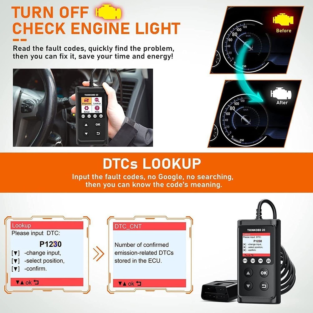 THINKCAR ThinkOBD20 OBD2 Scanner Automotive Code Reader for Check Engine Light