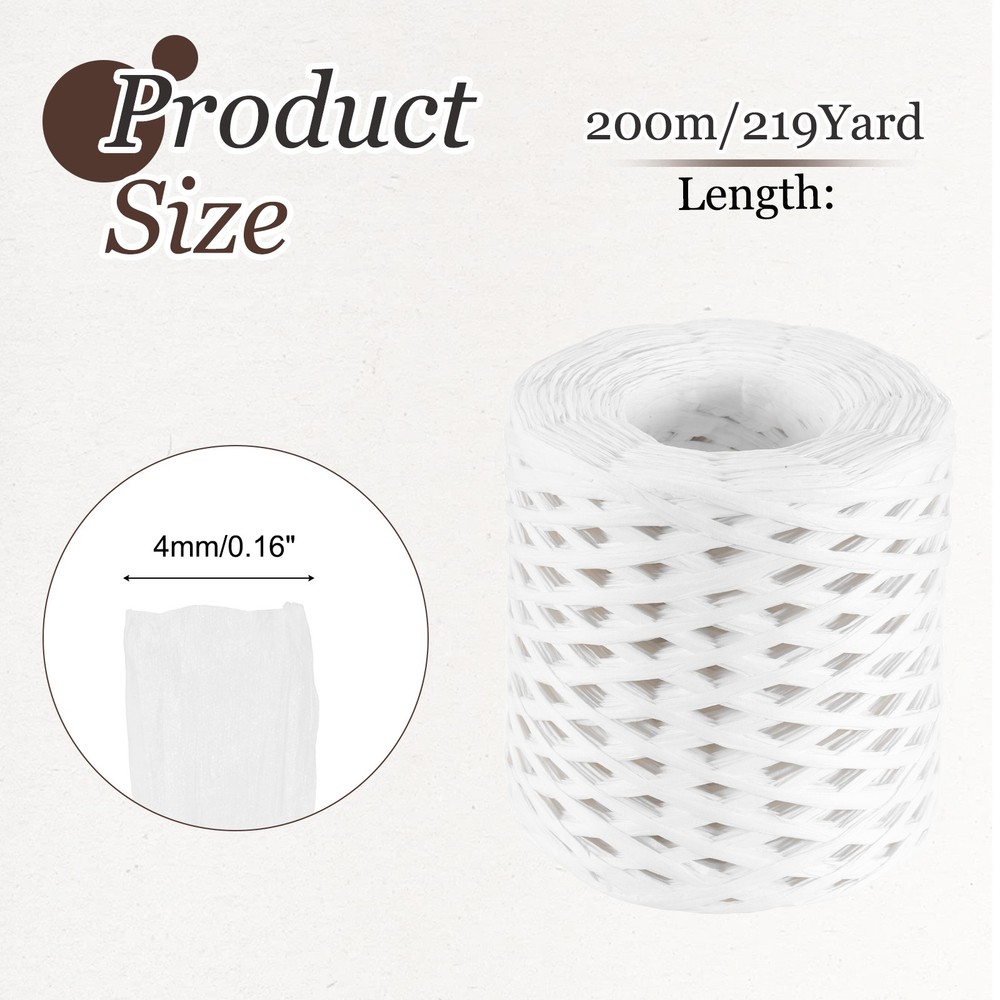 219 Yard Raffia Paper Craft Ribbon, Raffia Twine String, White