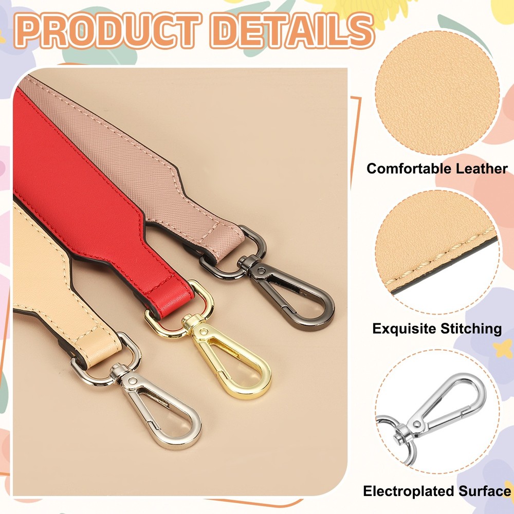 16 Inch Leather Purse Strap, Plain Pattern with Silver Buckle, Apricot