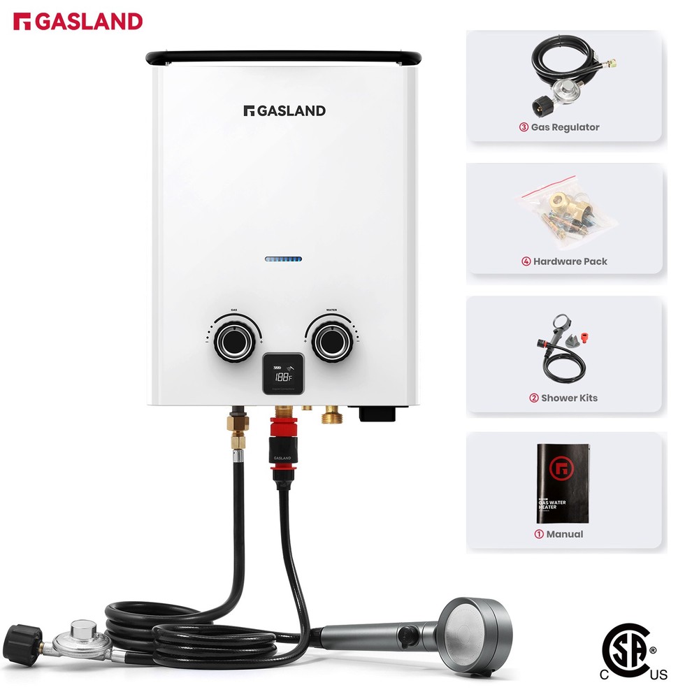 Portable Propane Tankless Water Heater Compact Outdoor Shower for Off-Grid Cabin