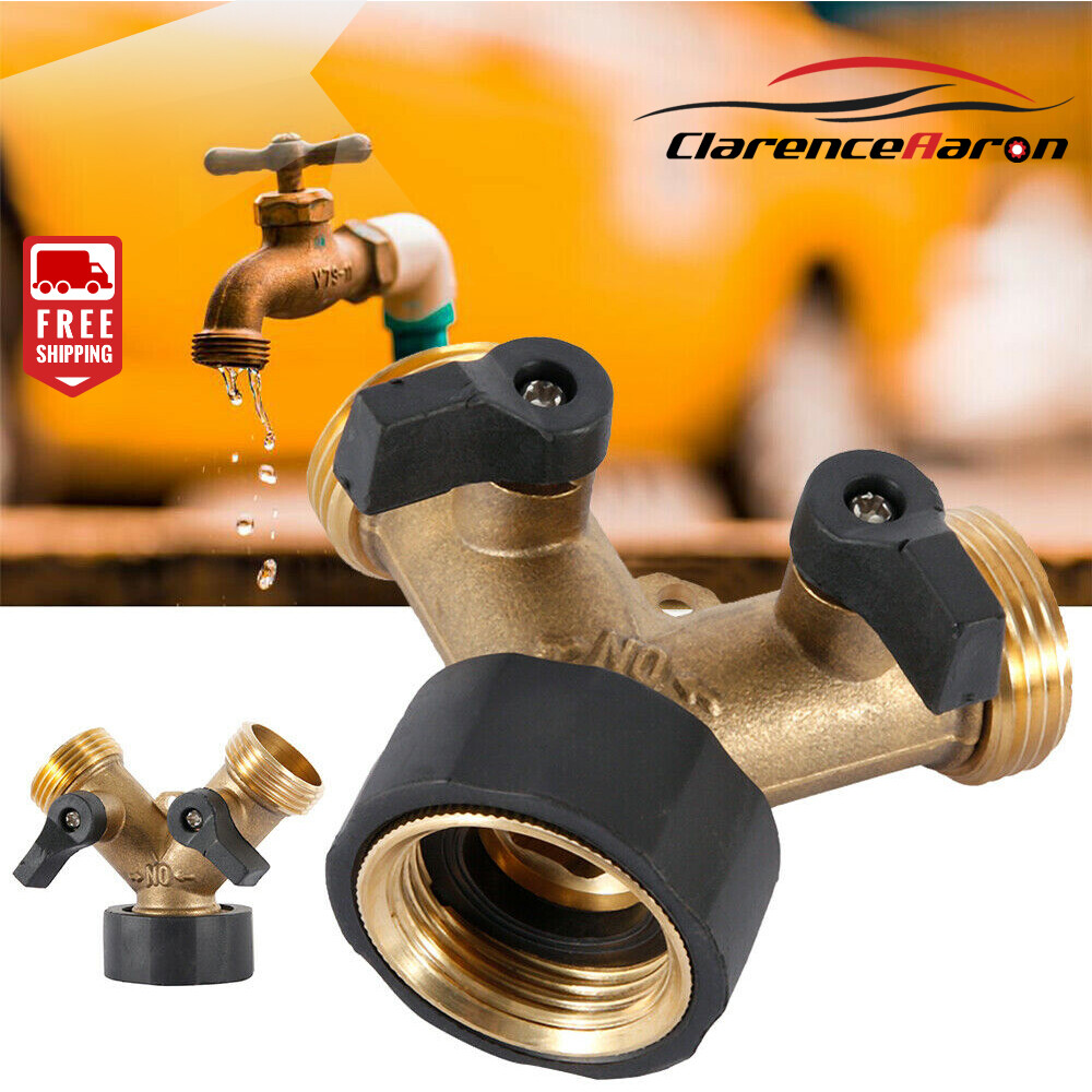 3/4 Solid Brass Double Two Way Garden Tap Connector Adaptor Hose Splitter