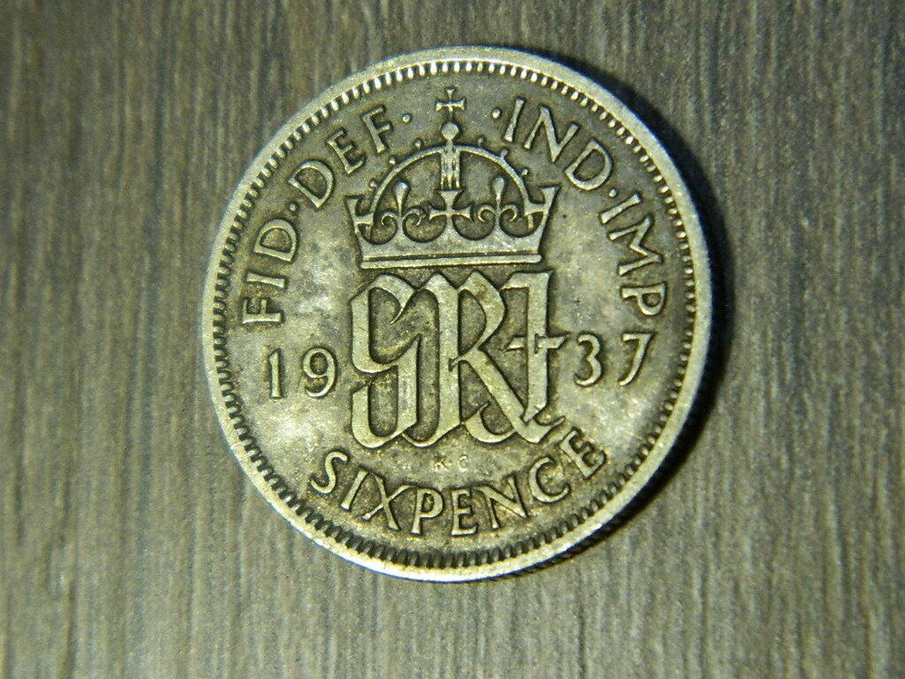 1937 GREAT BRITAIN SILVER 6 PENCE NICE COIN (F514W)