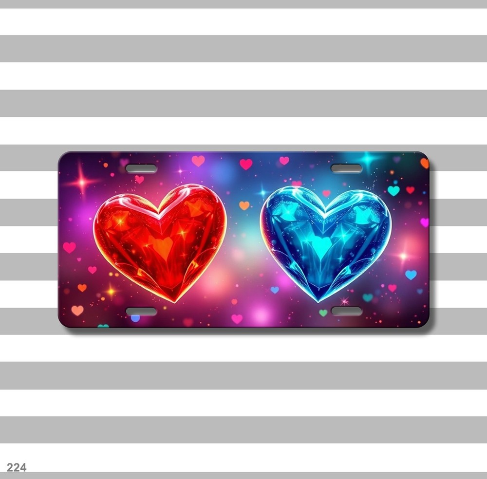 Colorful Hearts License Plate Name Plate Front Plate Gift Idea