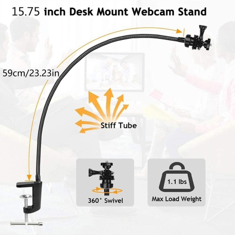 Webcam Mount Flexible Desk Stand Clamp Gooseneck Stand for Webcam