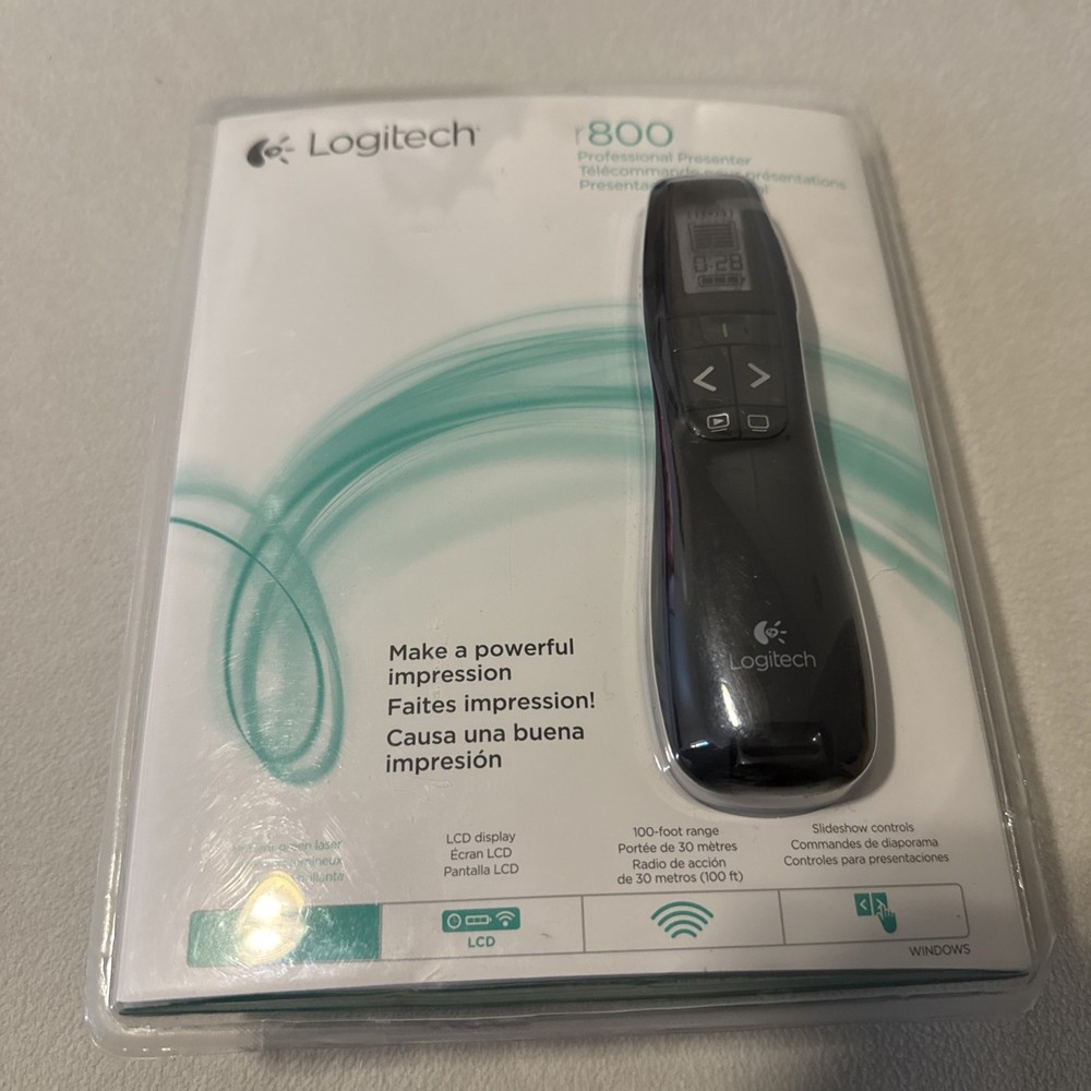 New Sealed!! Logitech R800 Laser Presentation Remote Control - Black