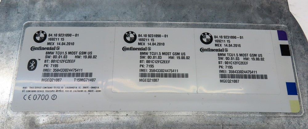 2010 BMW 535IGT (F07) BLUETOOTH TELEMATICS CONTROL MODULE