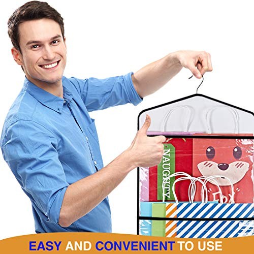Hanging Double Sided Gift Bag Storage Organizer with Multiple Front and Black