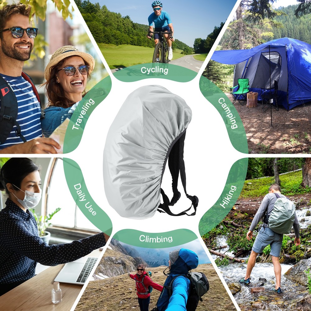 Waterproof Backpack Rain Cover, 30L-40L Backpack Cover [Silver]