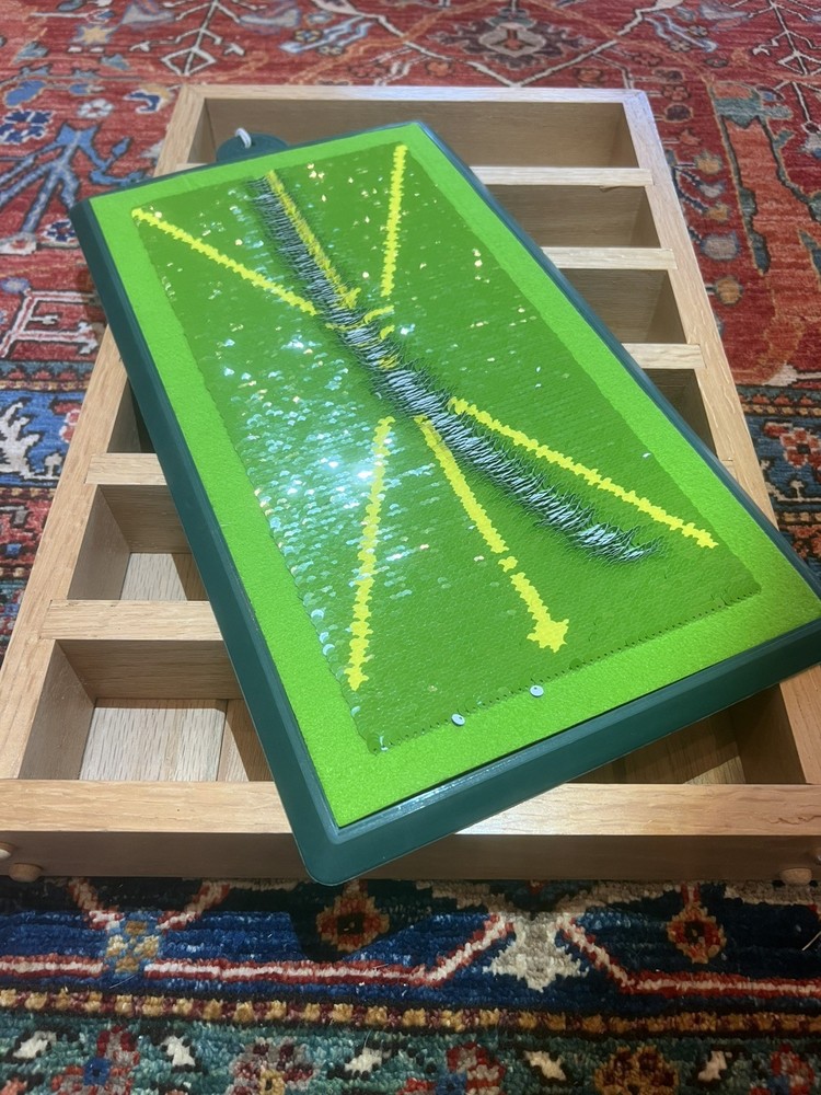 Golf Ball Display Rack - Solid Oak- With Bonus Golf Training Mat