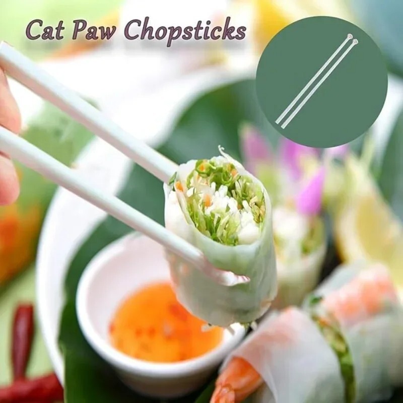 Cat Paw Chopsticks for Kids Learning Training Reusable Tableware Helper