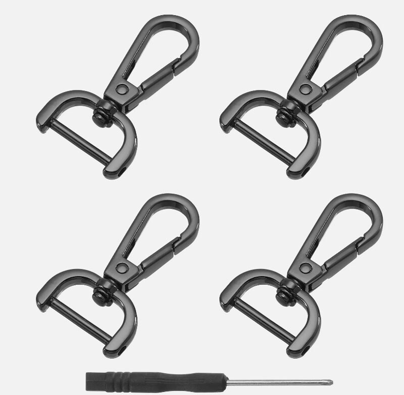 Swivel Clasps, 0.78" D Ring Detachable Snap Hook with Screwdriver Black