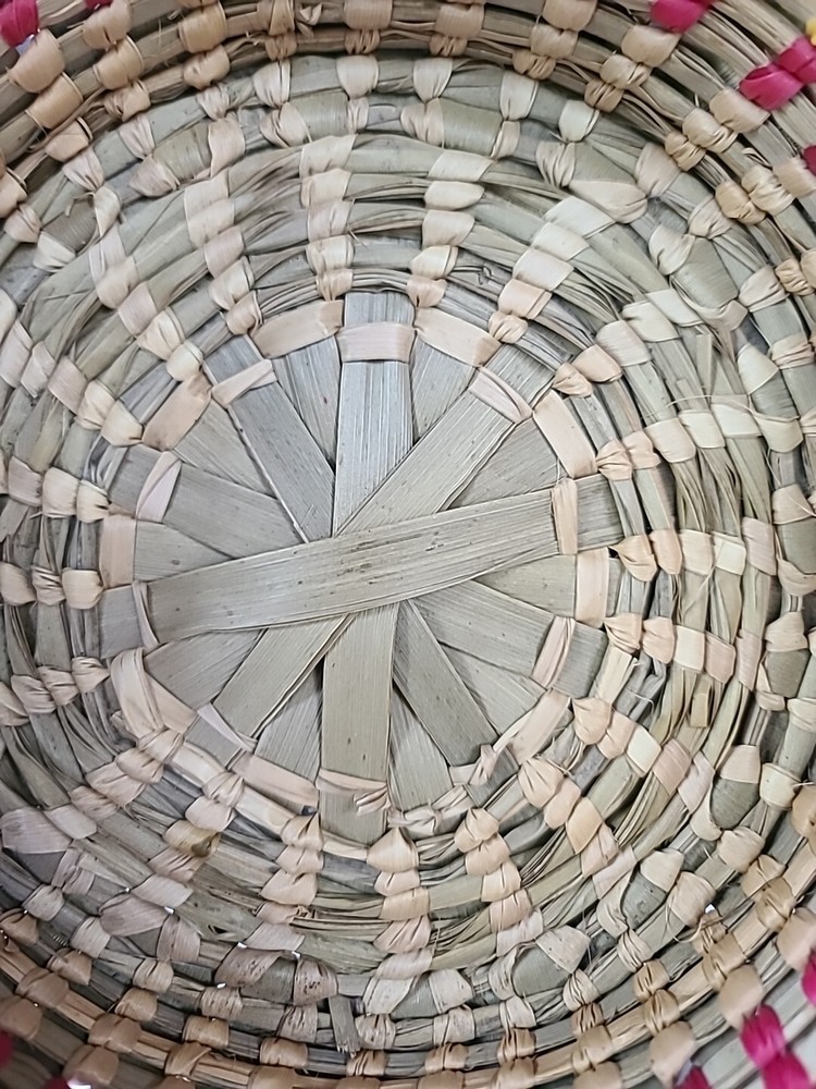 Vintage Striped Woven Basket