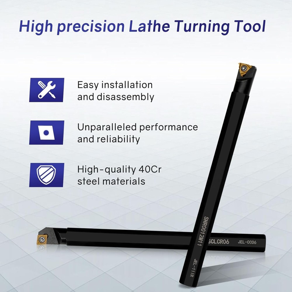 Versatile 21-Pc Indexable Lathe Tool Kit with Shock-Proof Holders & Inserts