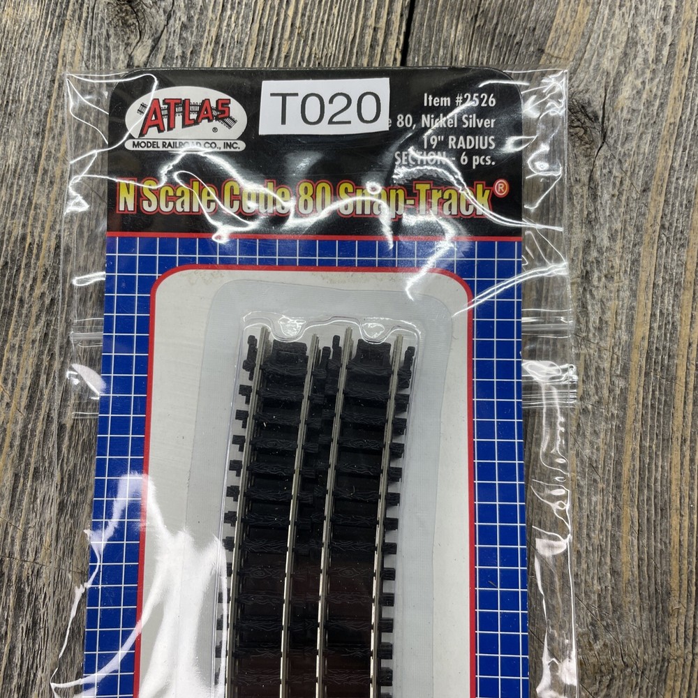 Atlas #2526 - 19" Radius Curve Track Sections N Scale Code 80 Rails 6 pack - NEW