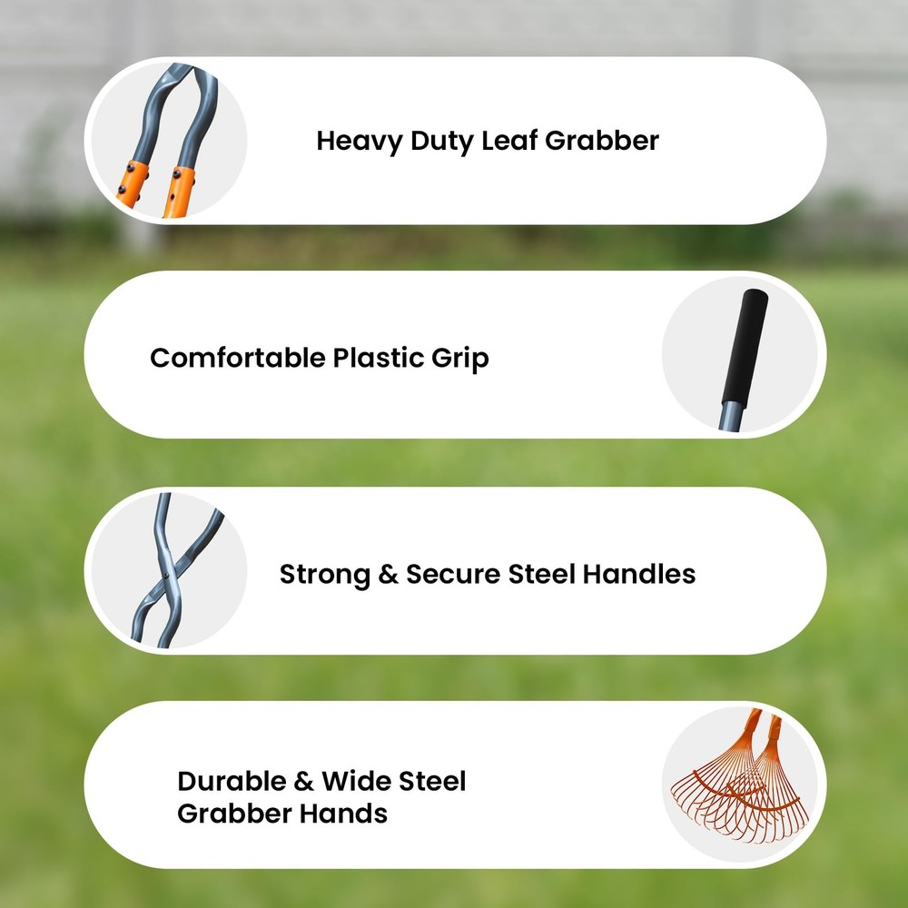 Leaf Grabbers for Yard Work, Leaf Picker Upper Grabber with Long Steel Handle...
