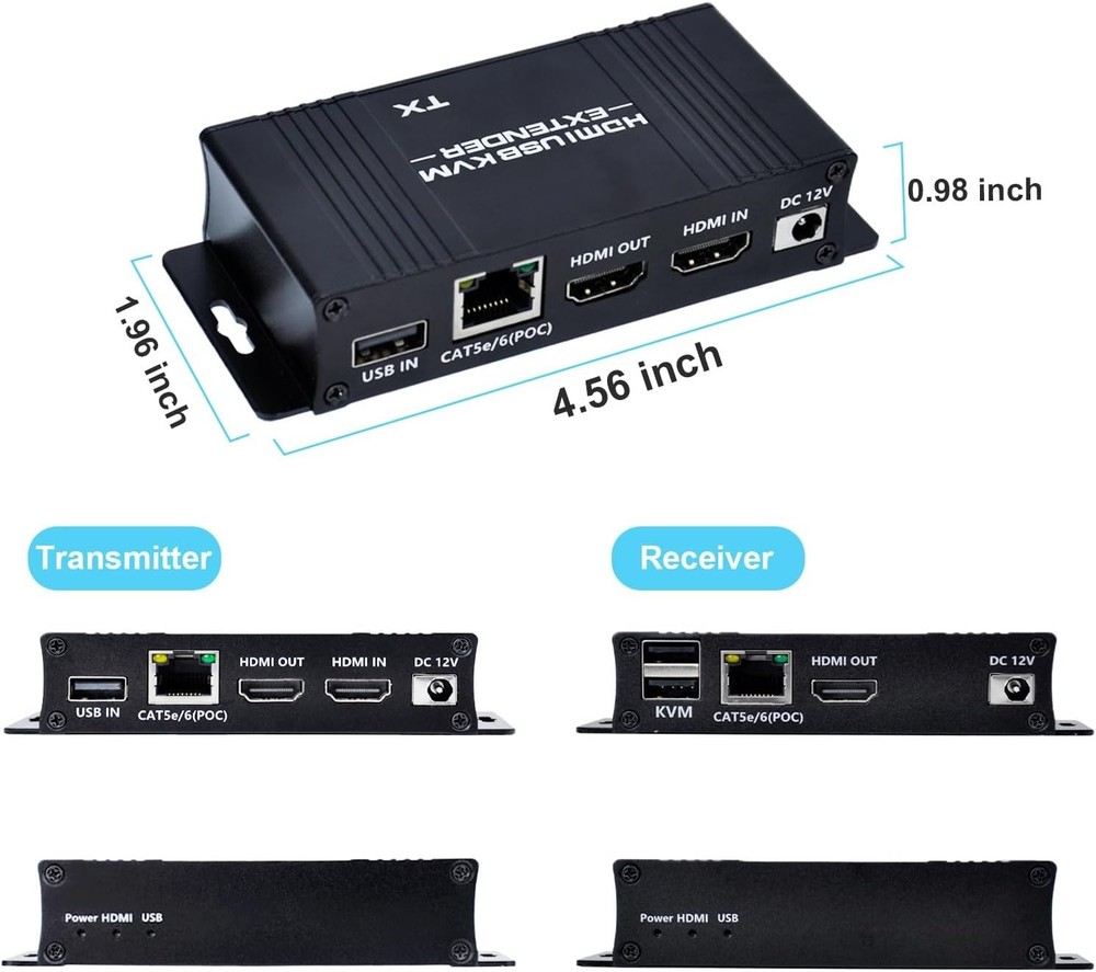 Zero Latency 1080P HDMI KVM USB Extender up to 164ft - Plug & Play Easy Setup