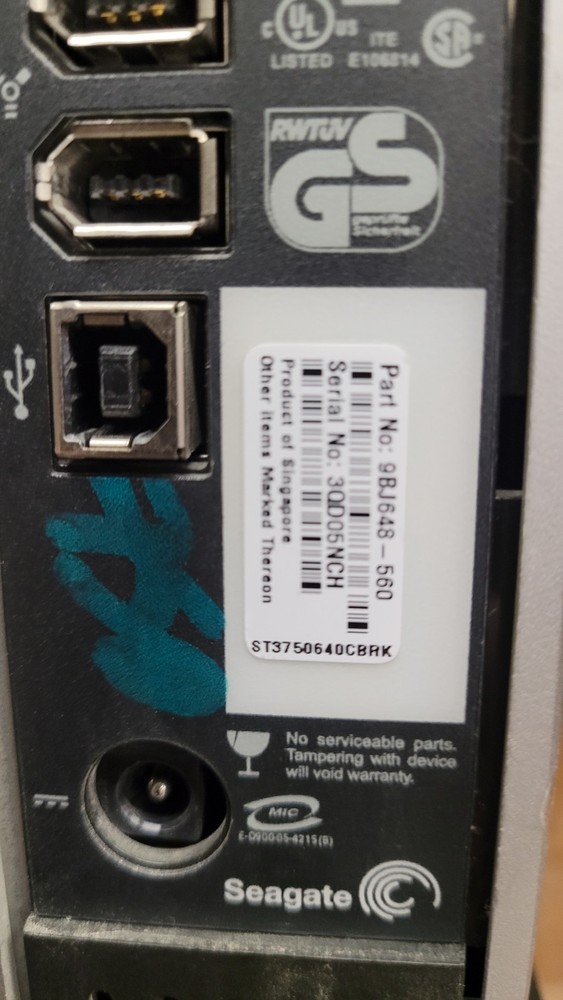 Seagate Pushbutton Backup 750GB Hard Drive - FIREWIRE ONLY