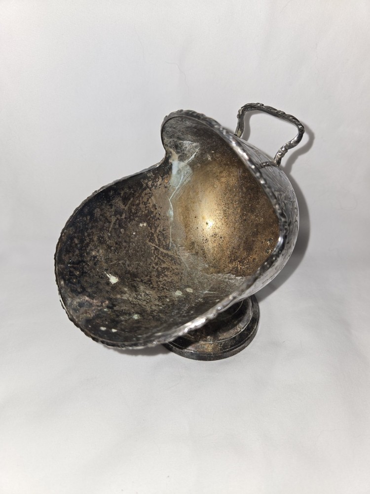 Vintage Sugar Scuttle Silver Plate Floral Design