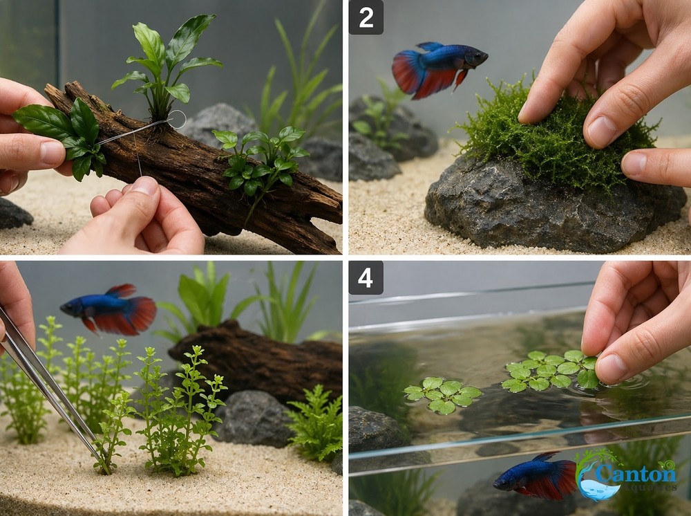 Betta Fish Plant Bundle 5 Live Plants Low Light Aquarium Kit Java Fern