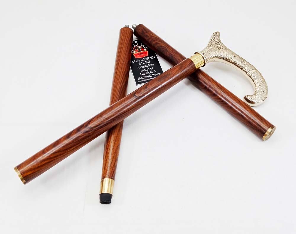 Designer Solid Brass Derby Head Handle Victorian Cane Wooden Walking Stick Gift