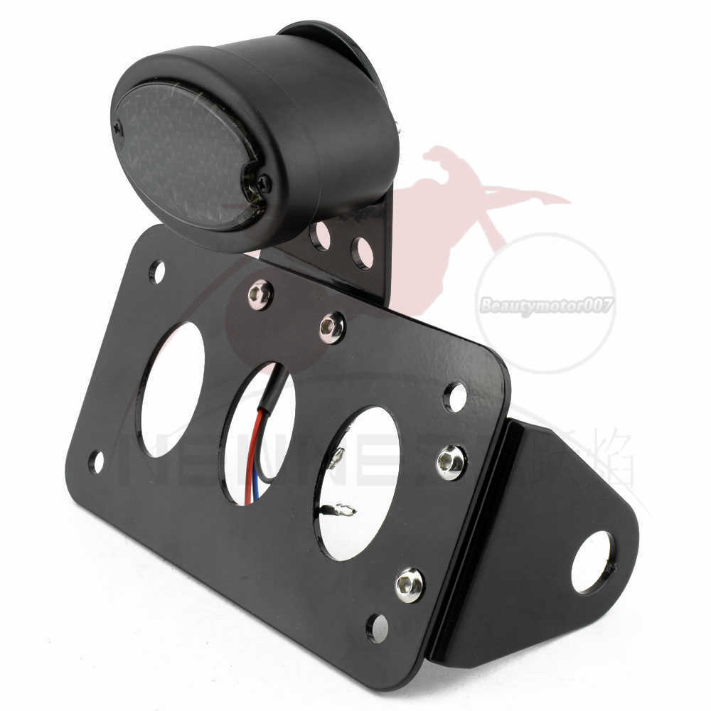 Motorcycle Side Mount License Plate Bracket Holder LED Tail Light For Harley