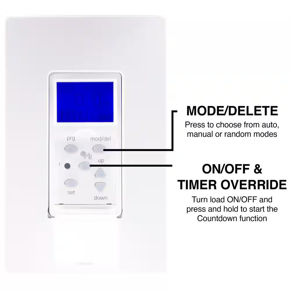 15 Amp 30-Minutes Indoor In-Wall Digital Programmable Timer, White