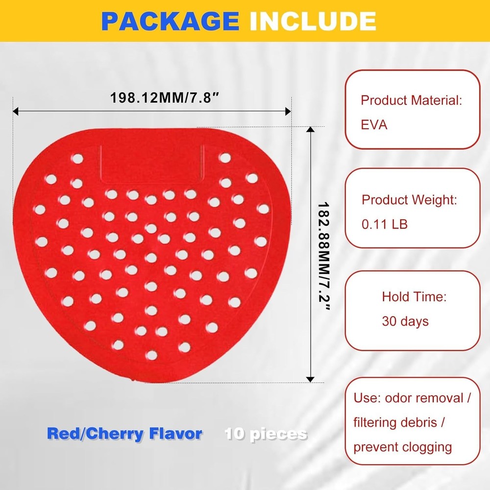 Efficient 10 Pack Cherry Urinal Screens - 30-Day Odor Control & Splash Guard