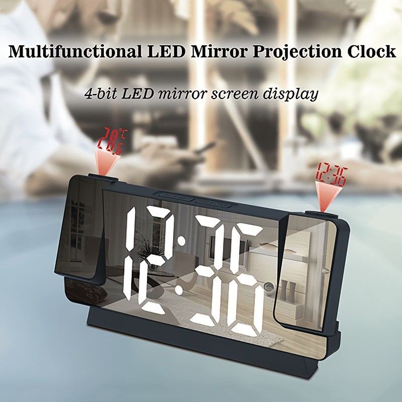 Double Projection Alarm Clock Digital Clock Projector Temperature Display Snooze