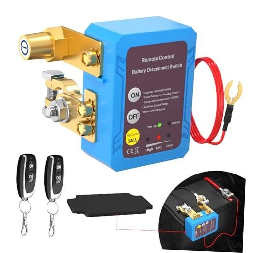 Remote Battery Disconnect Switch 12V 240A Kill Switch Side Installation