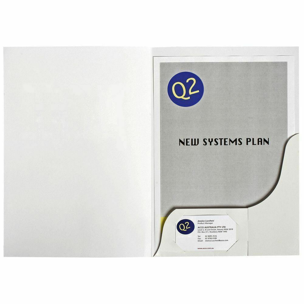 100 Marbig Professional Series Gloss A4 White Presentation Folders Boxed 1104308