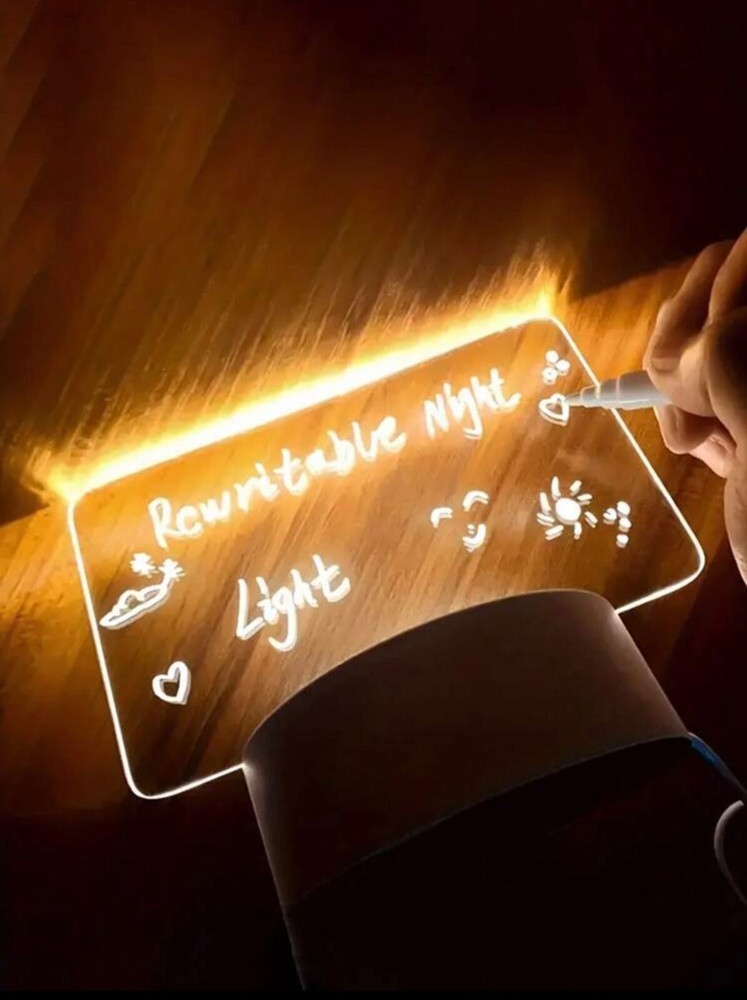 1pc LED Message Board Warm Light Color Night Light, Erasable Writing Message Boa
