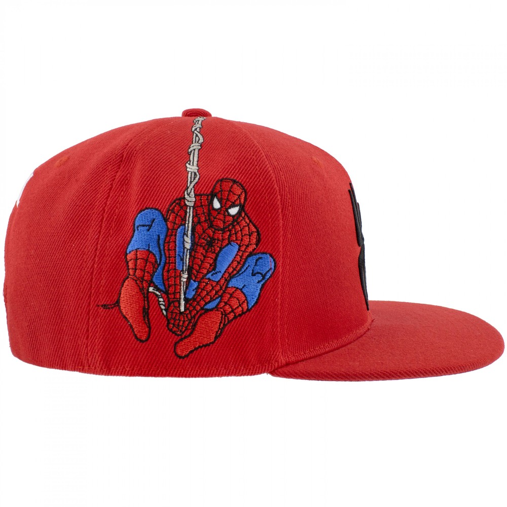 Spider-Man Web Swinging Snapback Hat Red