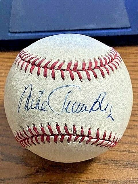 MIKE TROMBLEY 2 SIGNED AUTOGRAPHED OAL BASEBALL!  Twins, Orioles, Dodgers!
