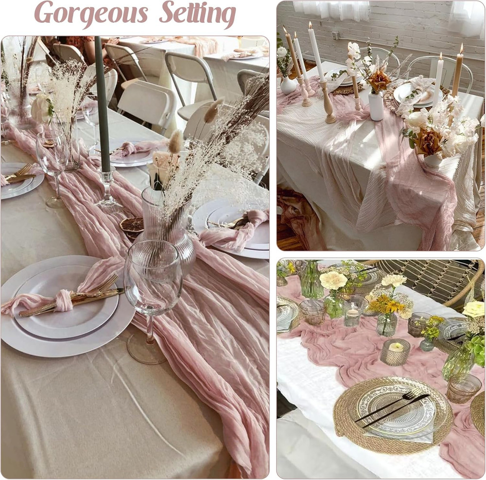 Dusty Pink 10FT Cheesecloth Table Runner Boho Gauze Fabric Table Runner Rustic S