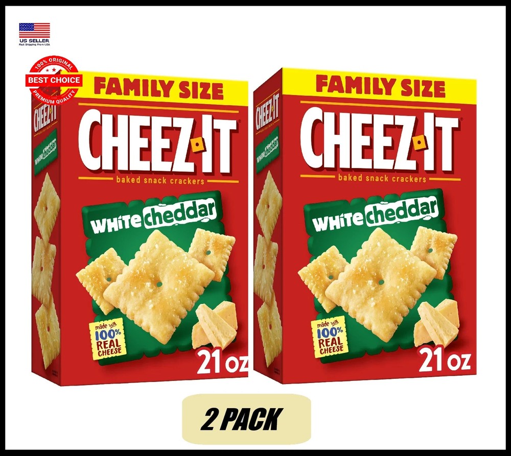 Cheez-It White Cheddar Cheese Crackers, Baked Snack Crackers, 21 oz - 2 Pack.