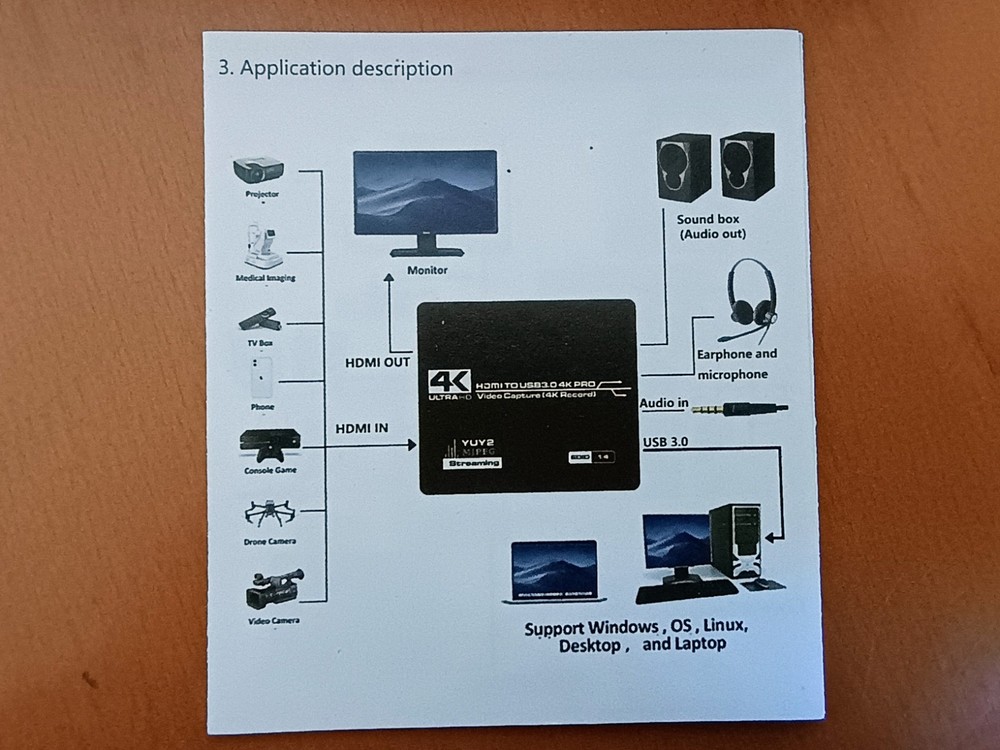 4K Audio Video Capture Card USB 3.0 HDMI Game Streaming Device