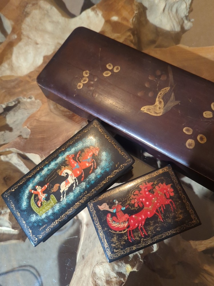 Lacquer boxes Excellent Condition 2 Of Them Signed