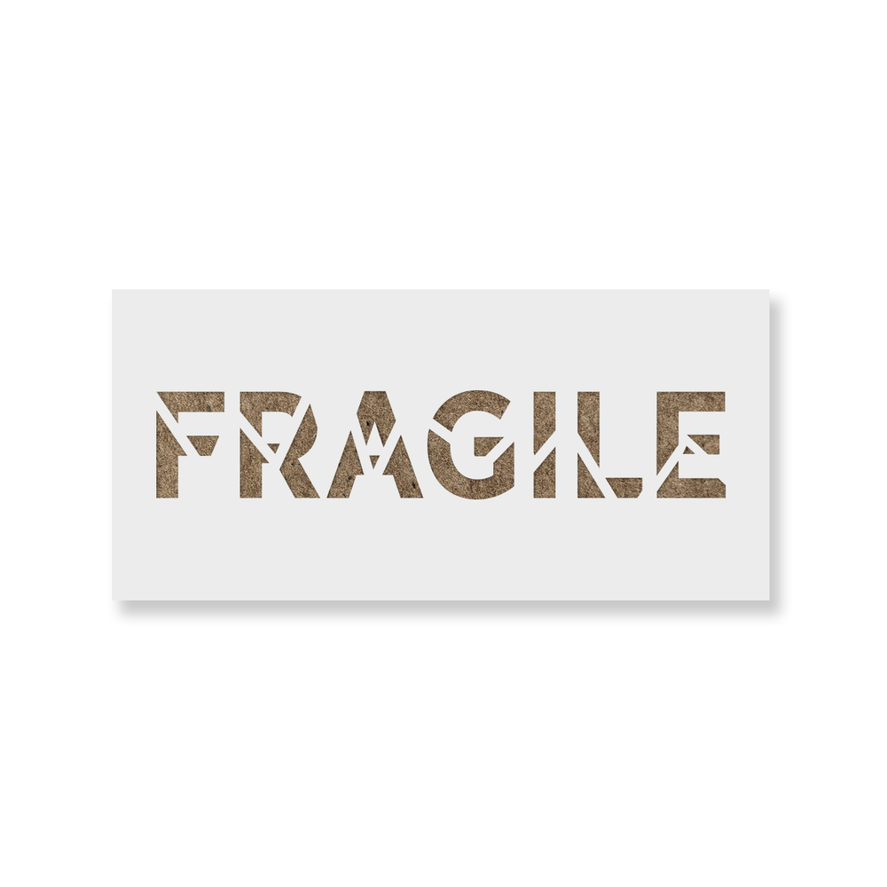 Fragile Word Broken Stencil - Durable & Reusable Mylar Stencils