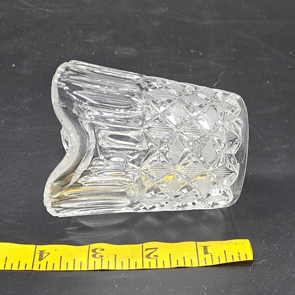 Vintage Creamer Pitcher Pressed Glass Crystal Diamond Pattern Handle 3.75" Tall