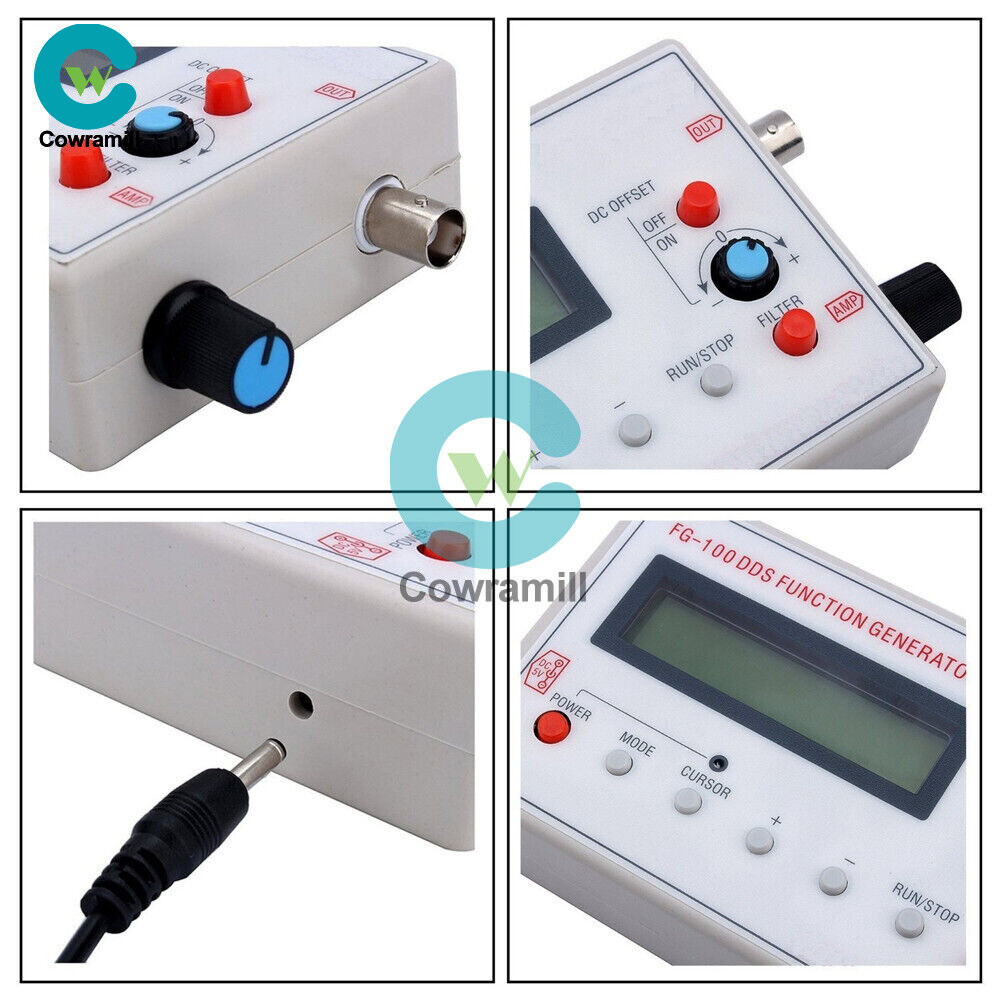 DDS Function Signal Generator Module 1HZ-500KHz Sine +Square Wave + Case FG-100b