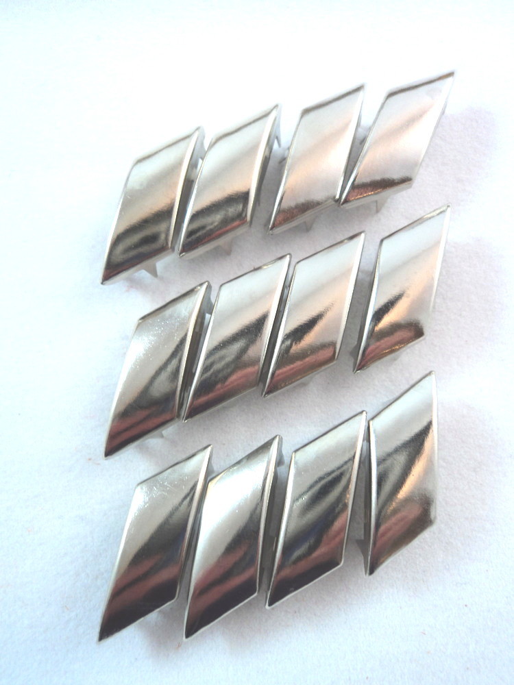 12 Silver Tone Plain Diagonal Studs Clothing Decoration 7/8" Leather Work