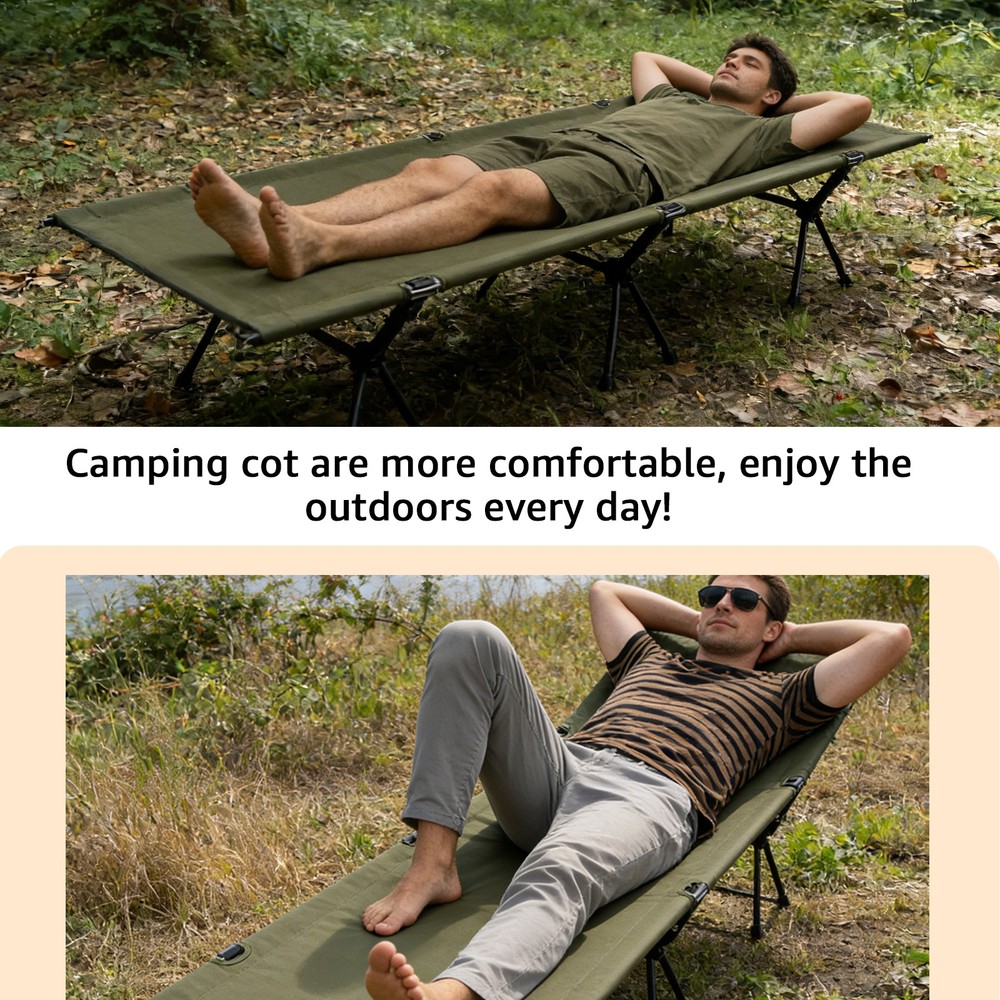 Portable Folding Camping Cot with Carry Bag, Versatile Backpacking Bed