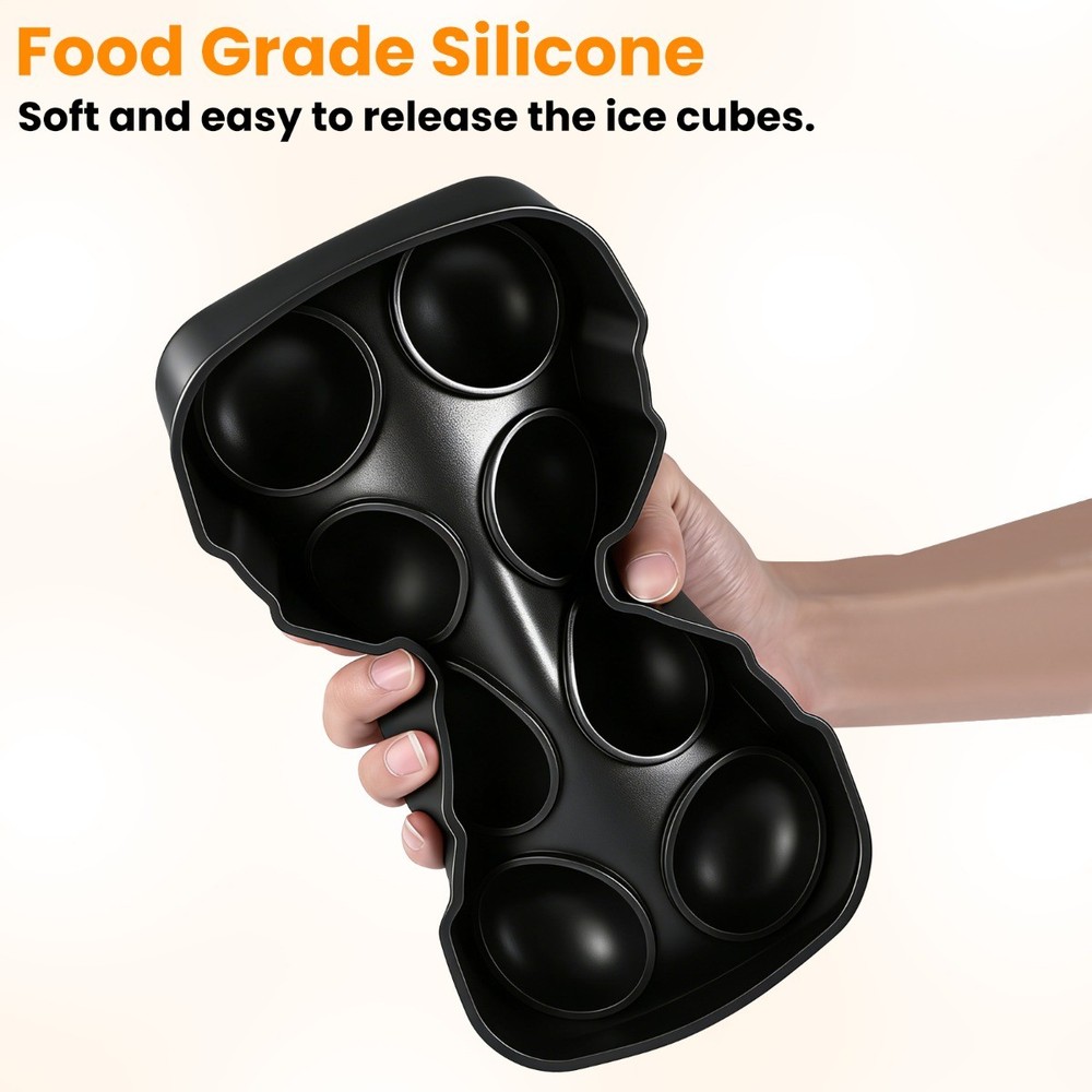 2x Round Ice Cube Mold with Lid Reusable Sphere Ice Cube Maker for Whiskey Party