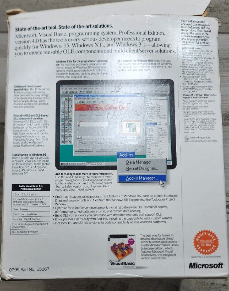 Microsoft Visual Basic Pro Professional Edition 4.0 PC Windows 95 NT 3.1