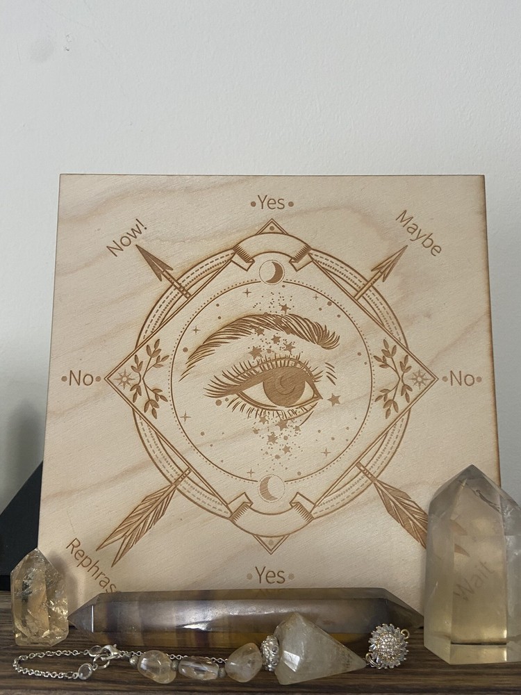 Citrine crystal pendulum and pendulum board