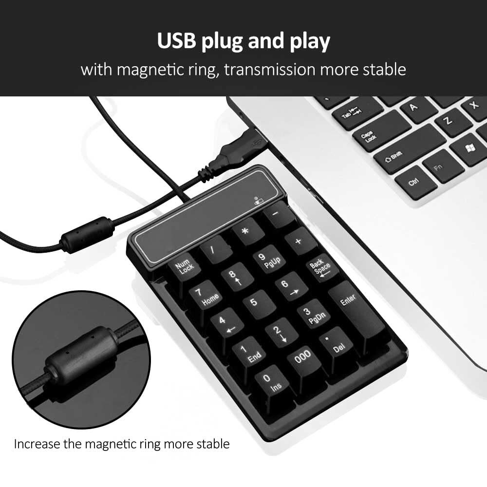 19 Key USB Numeric Keypad for Laptop Notebook PC Computer Financial Accounting