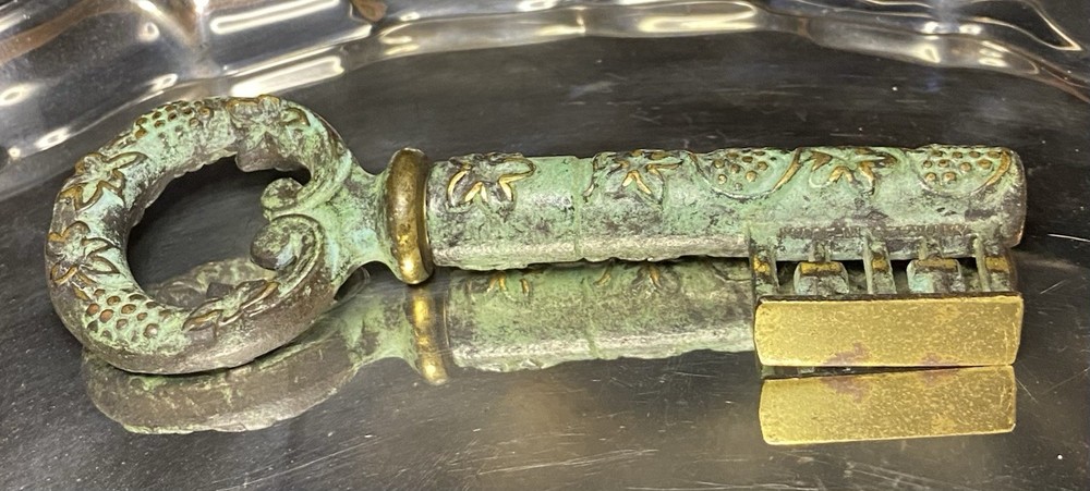 1950’s Solid Brass Corkscrew/ Bottle Opener Skeleton Key. Marked Made In GERMANY